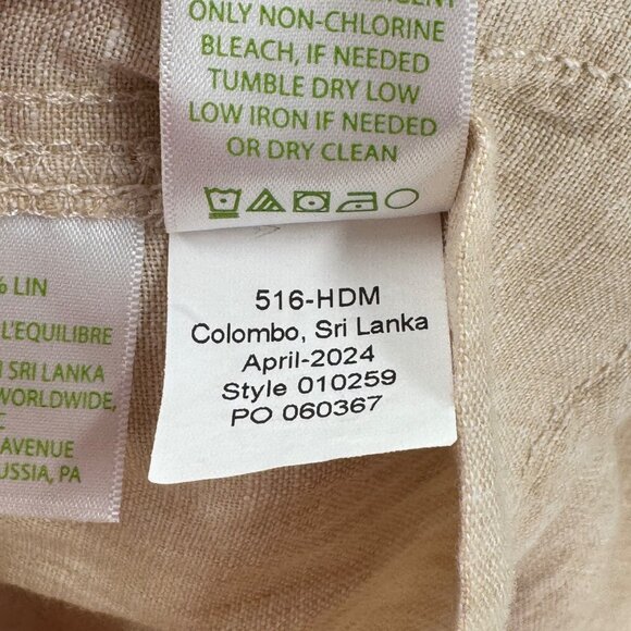 Lilly Pulitzer Cream 100% Linen Stretch Waist Pants Womens Size M - Picture 6 of 8